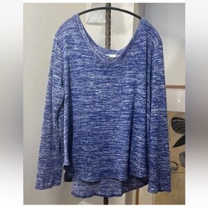 Nordstrom Caslon Lightweight Sweater Blue Spacedye Relaxed Rayon Size L Women’s